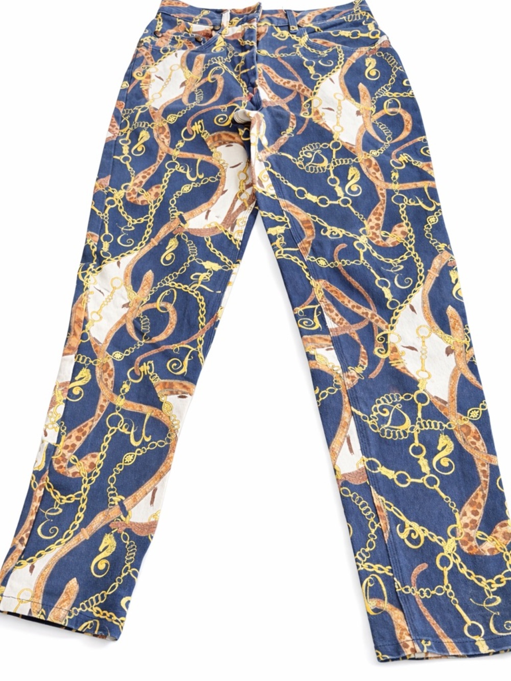 Louis Féraud Baroque Chain Print Stretch Jeans Size 6